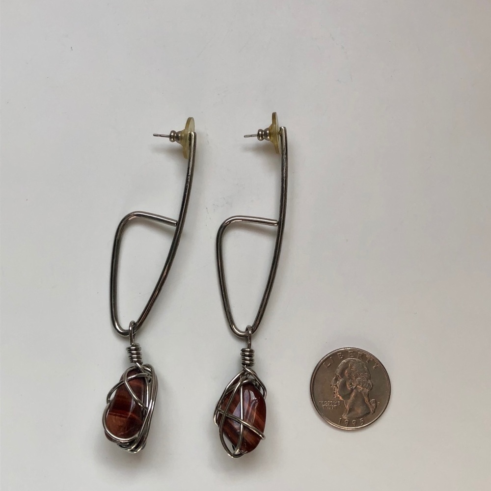 Trio of Earrings - Silver & Tiger Eye - Picture 3 of 10